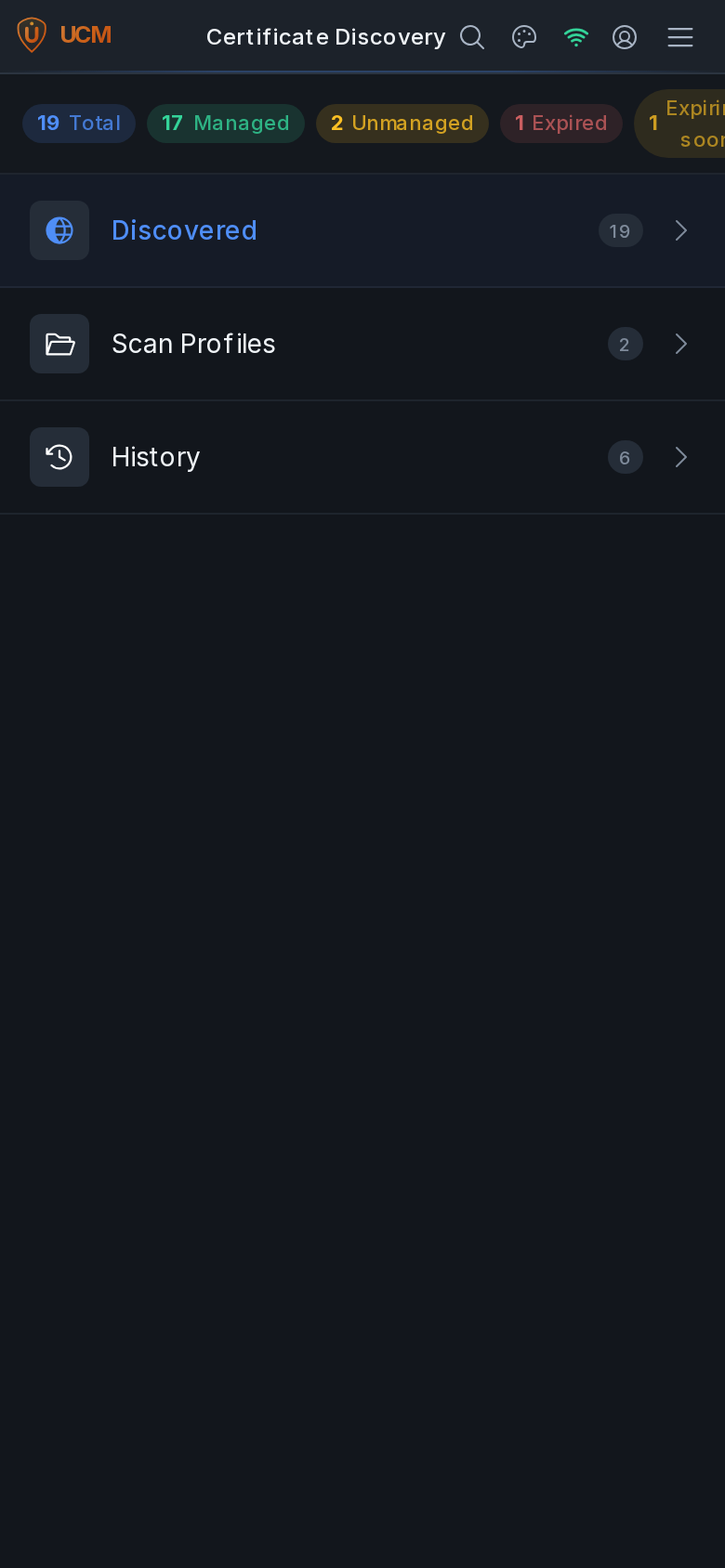 Mobile discovery scan results